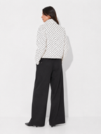 High-Neck Cropped Bomber Jacket with Adjustable Drawstring