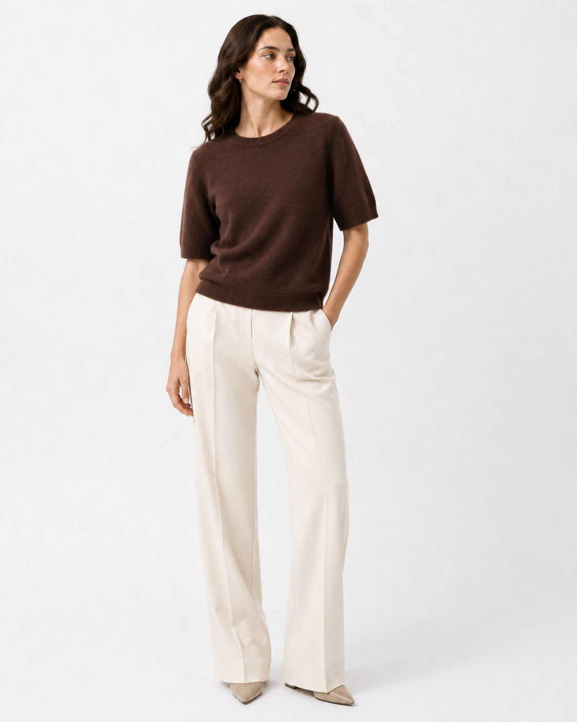 Short-Sleeve Fine-Knit Top