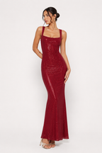 Sheer embellished maxi dress