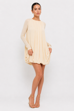 Draped Mini Dress Long Sleeve