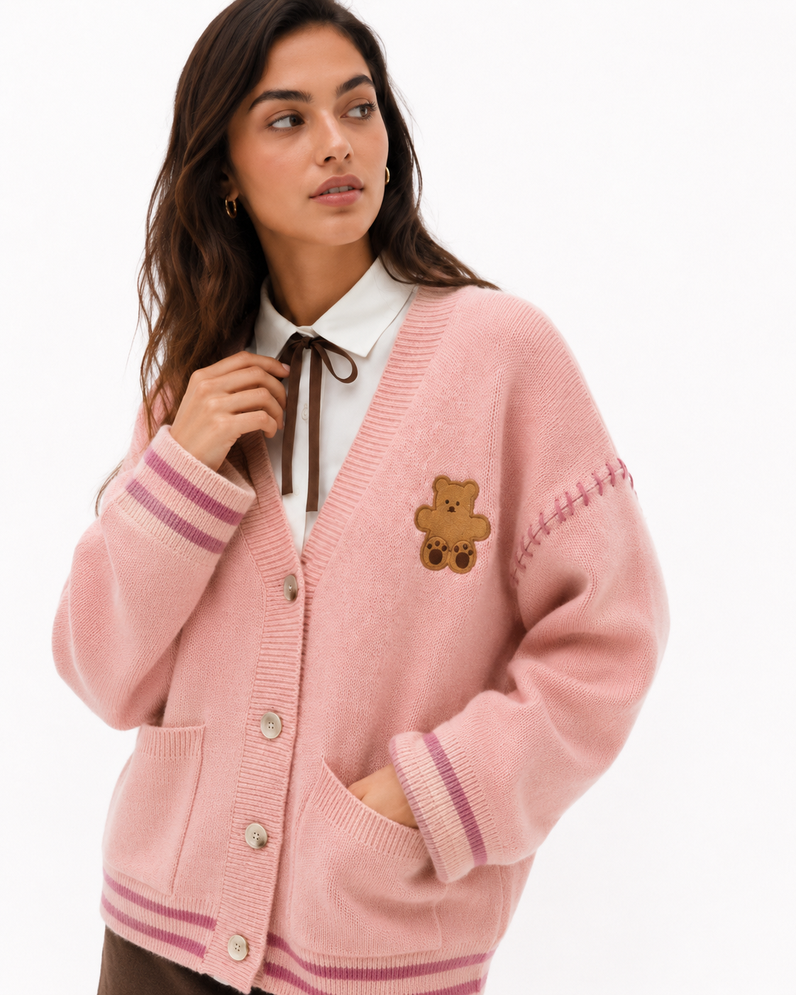 Embroidered V-Neck Cardigan
