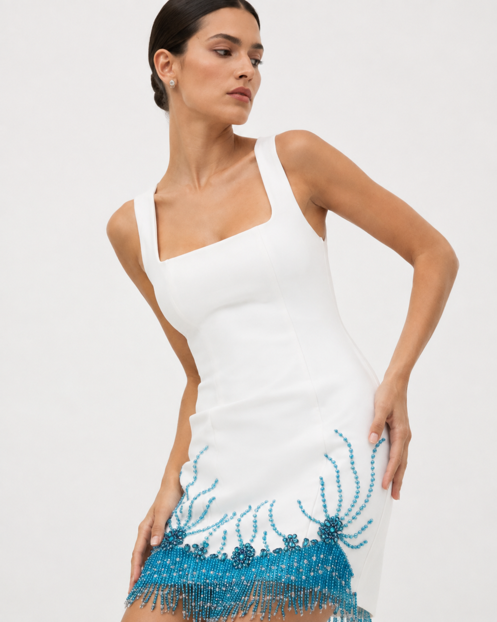 Beaded Tassel Bodycon Mini Dress
