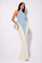 Halter top dress with contrast skirt