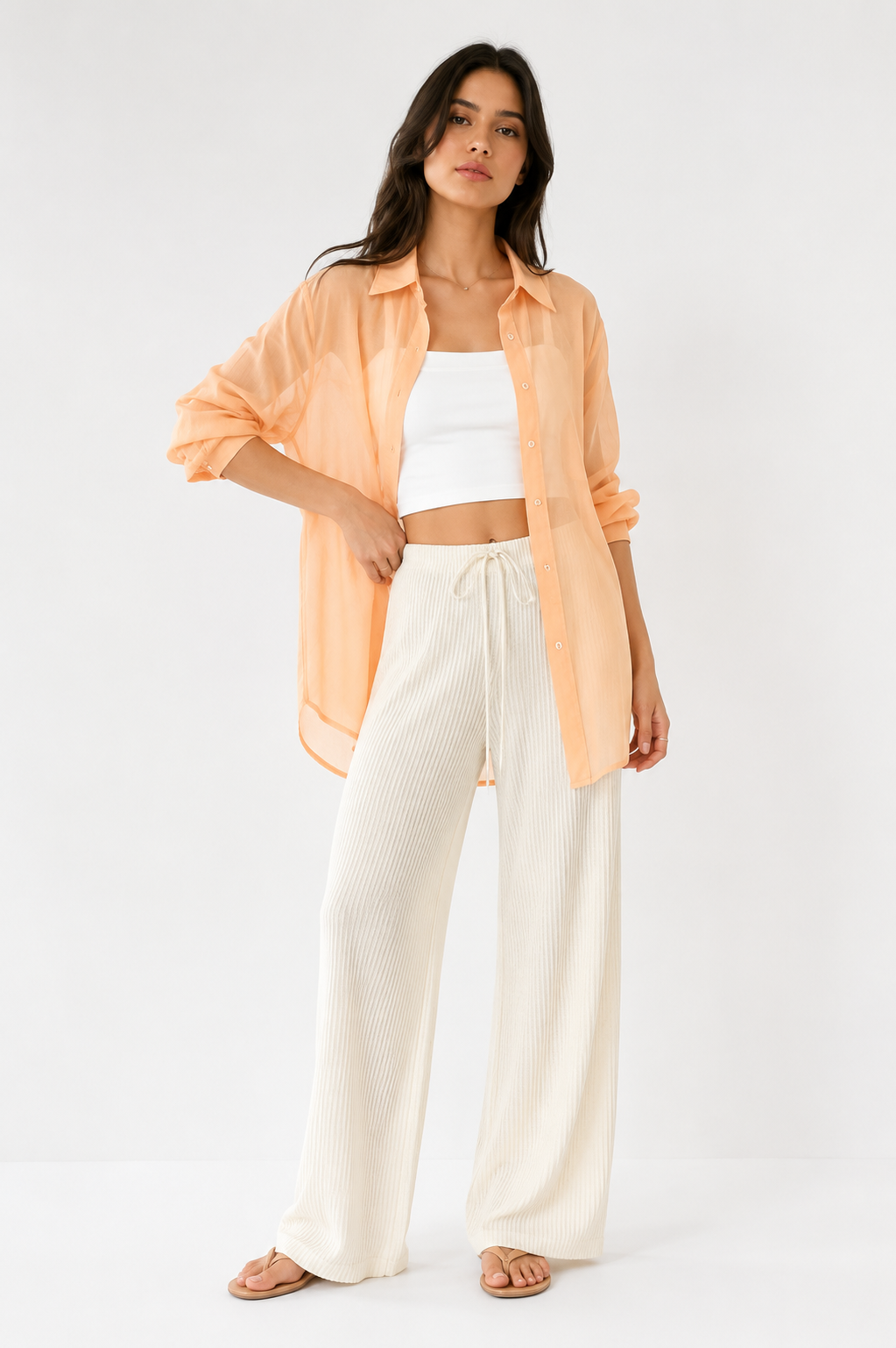Sheer Organza Relaxed-Fit Shirt