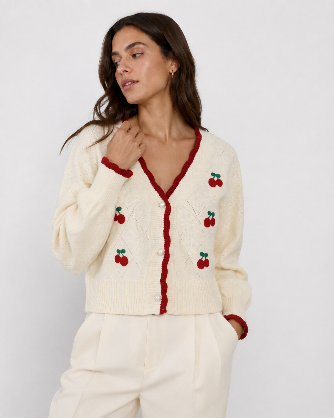 Openwork V-Neck Cardigan