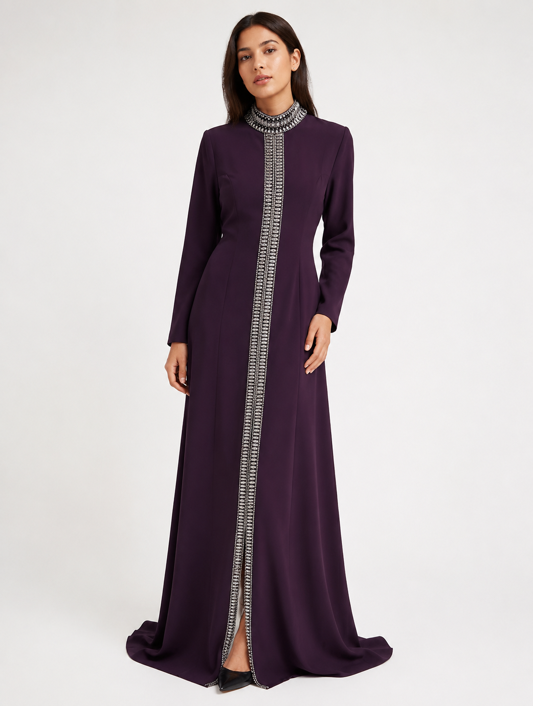 Maxi Dress High Neck Zip-Front