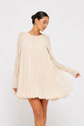 Draped Mini Dress Long Sleeve