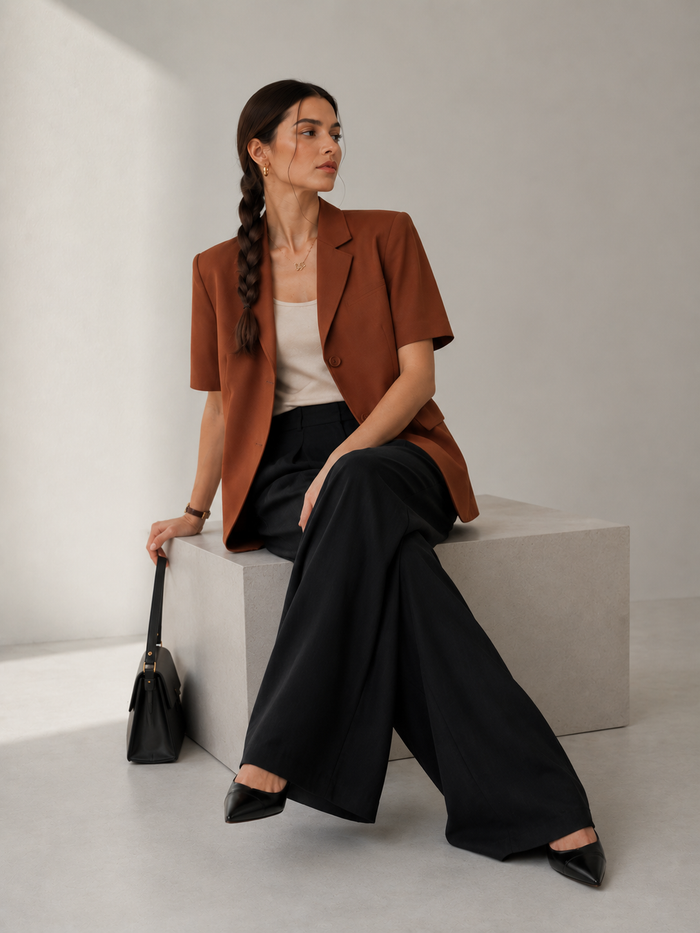 Heritage Short-Sleeve Blazer Jacket.