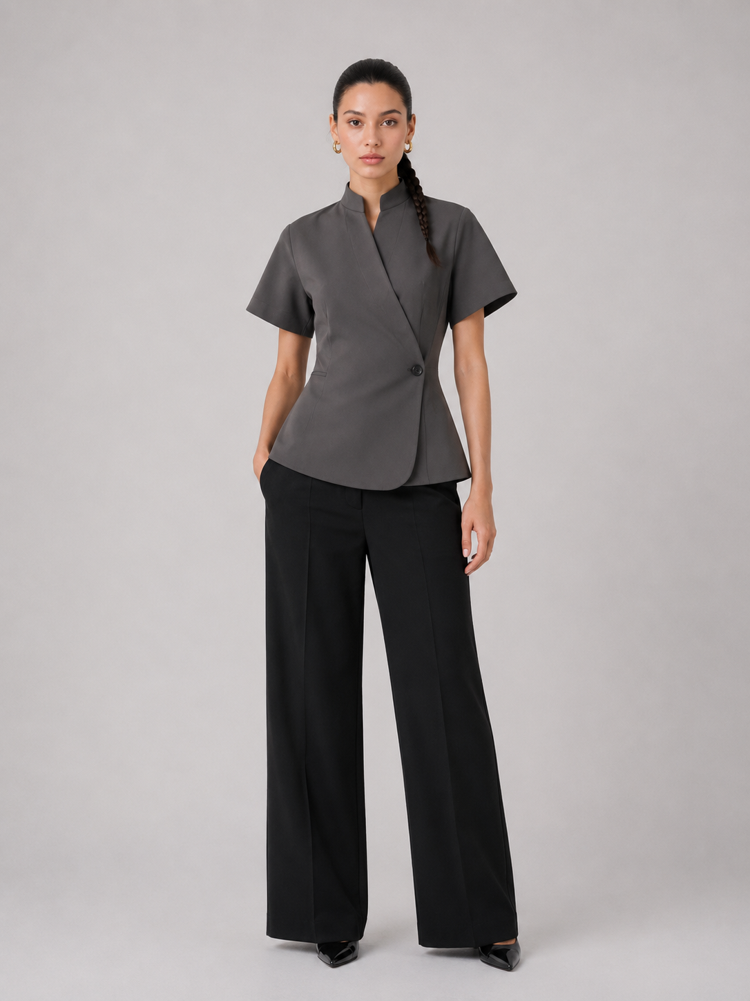 Tailored Wrap-Front Peplum Jacket