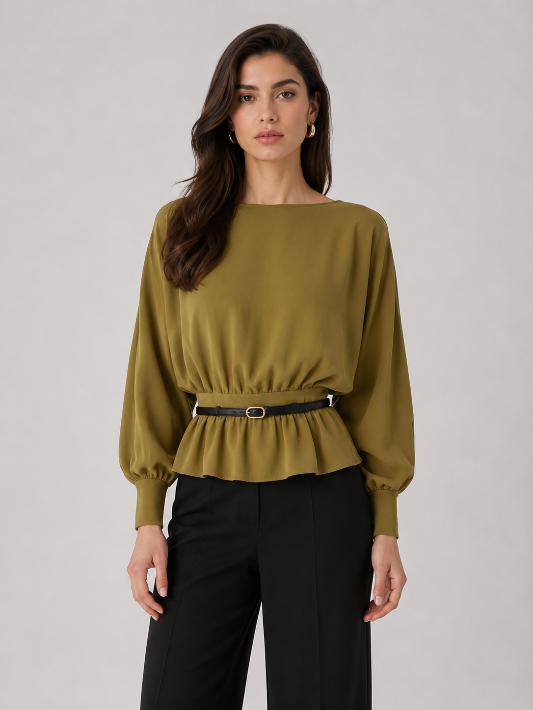 The Belted Boat-Neck Knitted Jumper