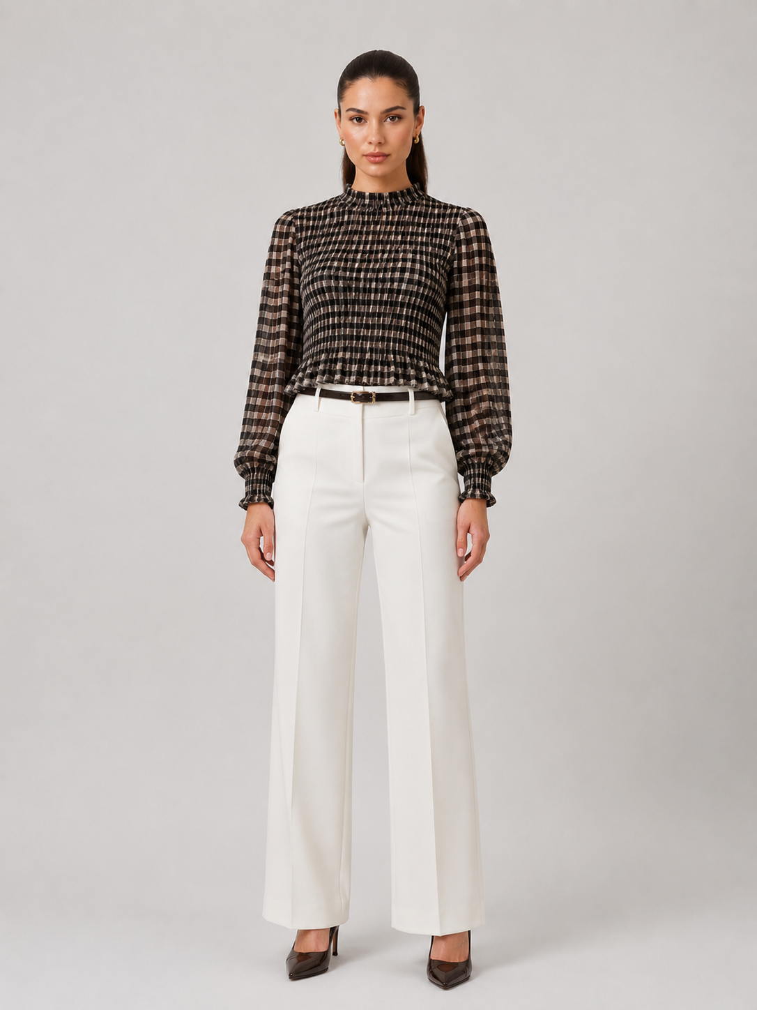 The Smocked Ruffled Blouse with Balloon Sleeves