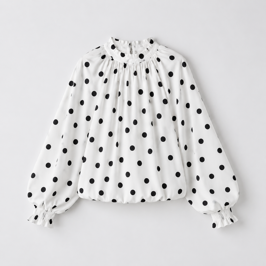 The Gathered Polka Dot Blouse