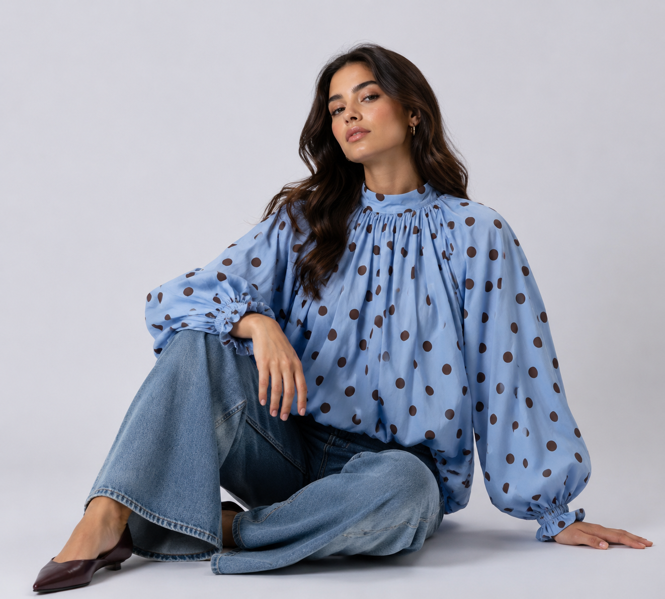 The Gathered Polka Dot Blouse