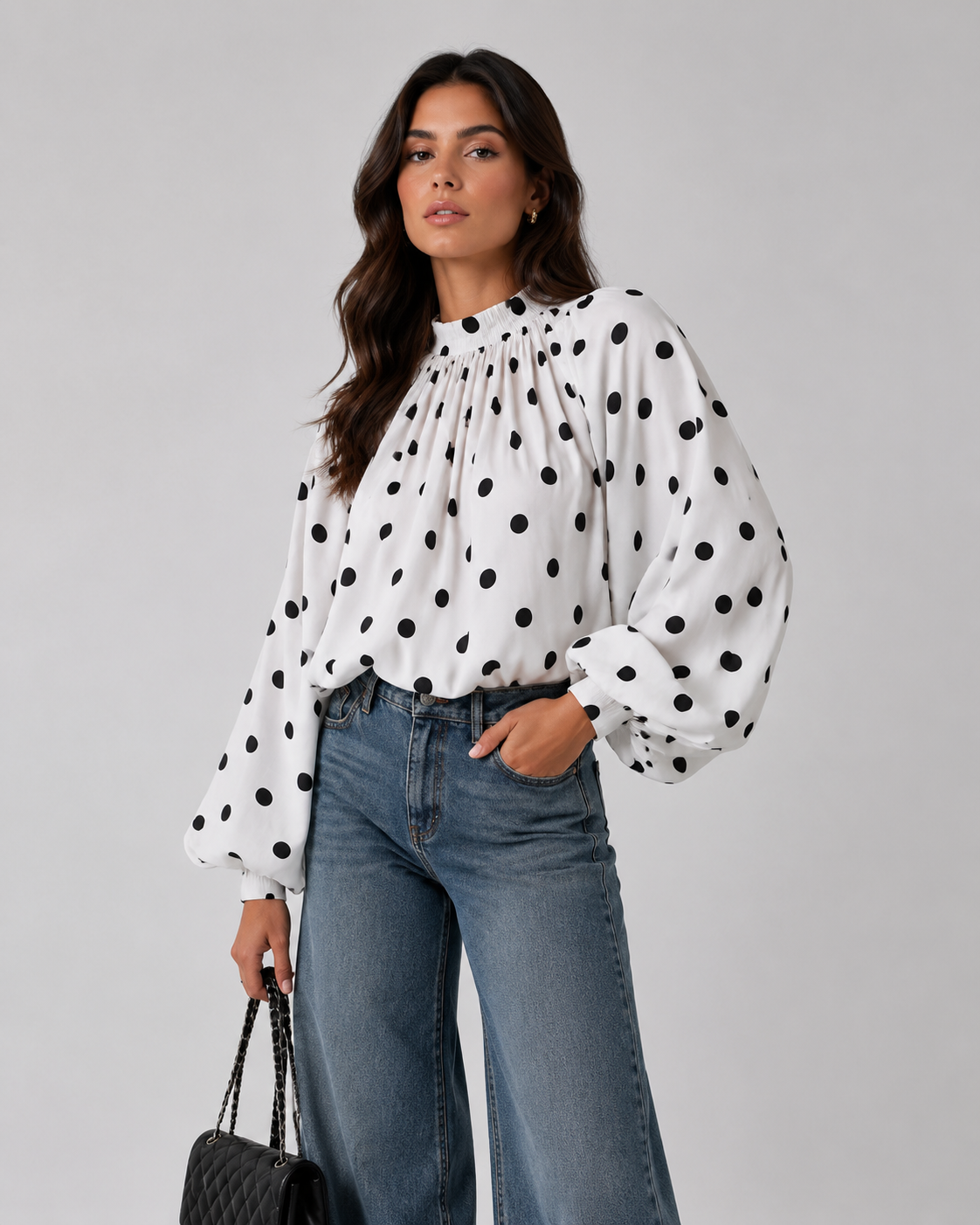 The Gathered Polka Dot Blouse