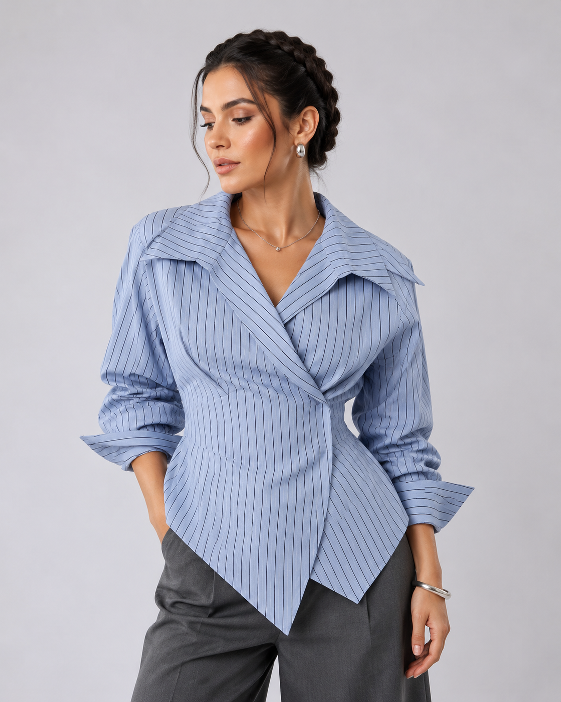 The Asymmetric Poplin Wrap Shirt