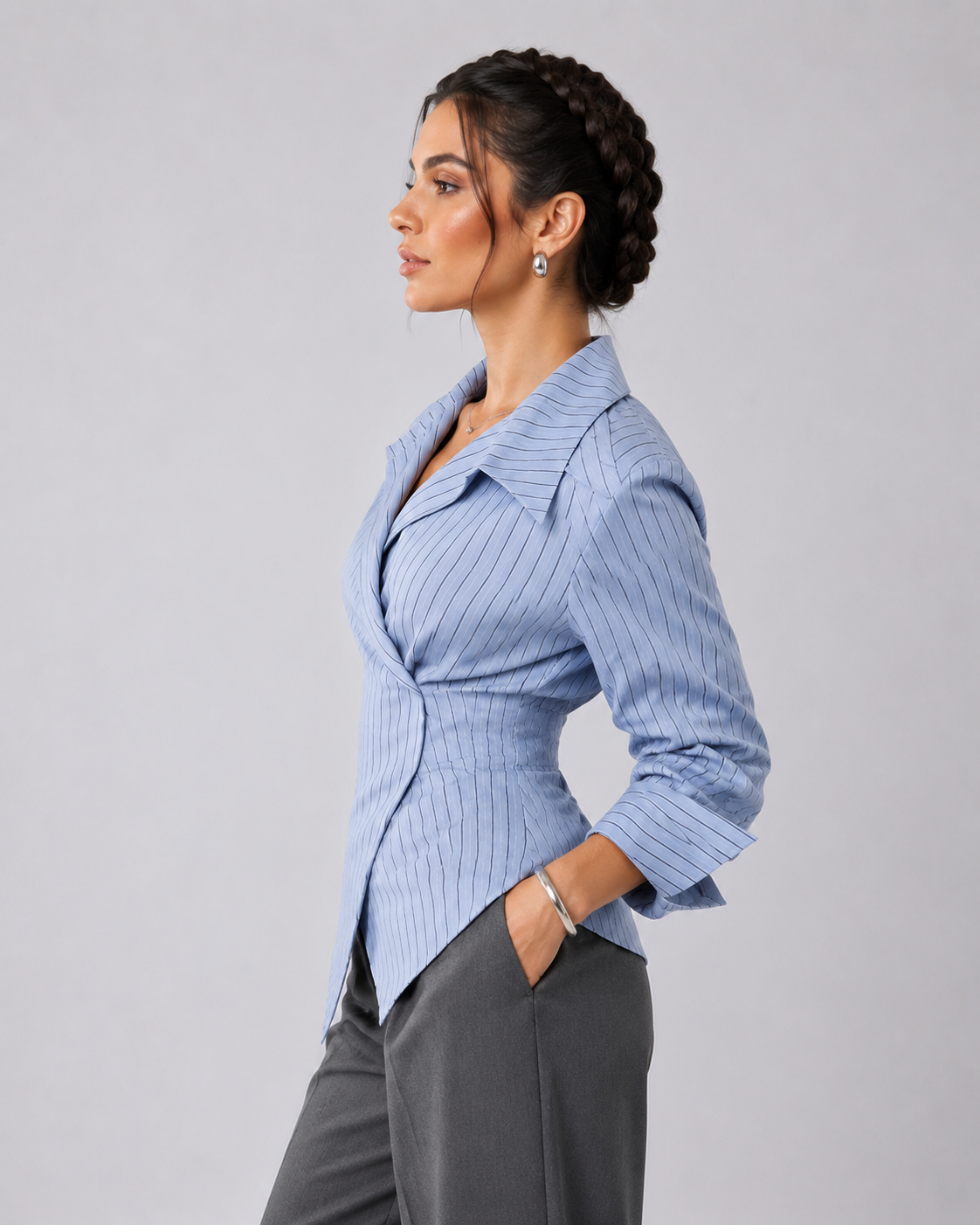 The Asymmetric Poplin Wrap Shirt