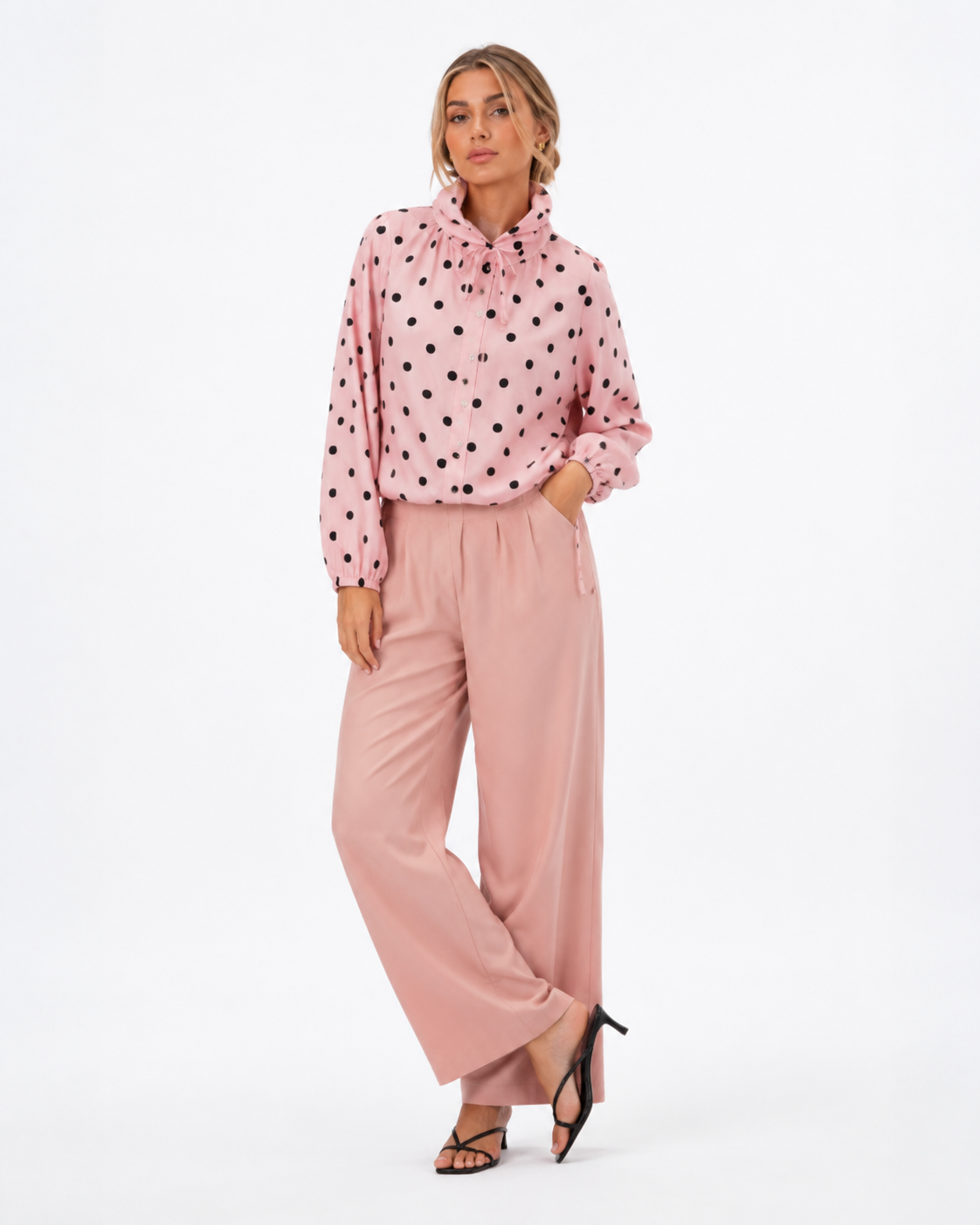 The Polka Dot Blouse with Drawstring Detail