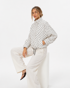 The Polka Dot Blouse with Drawstring Detail