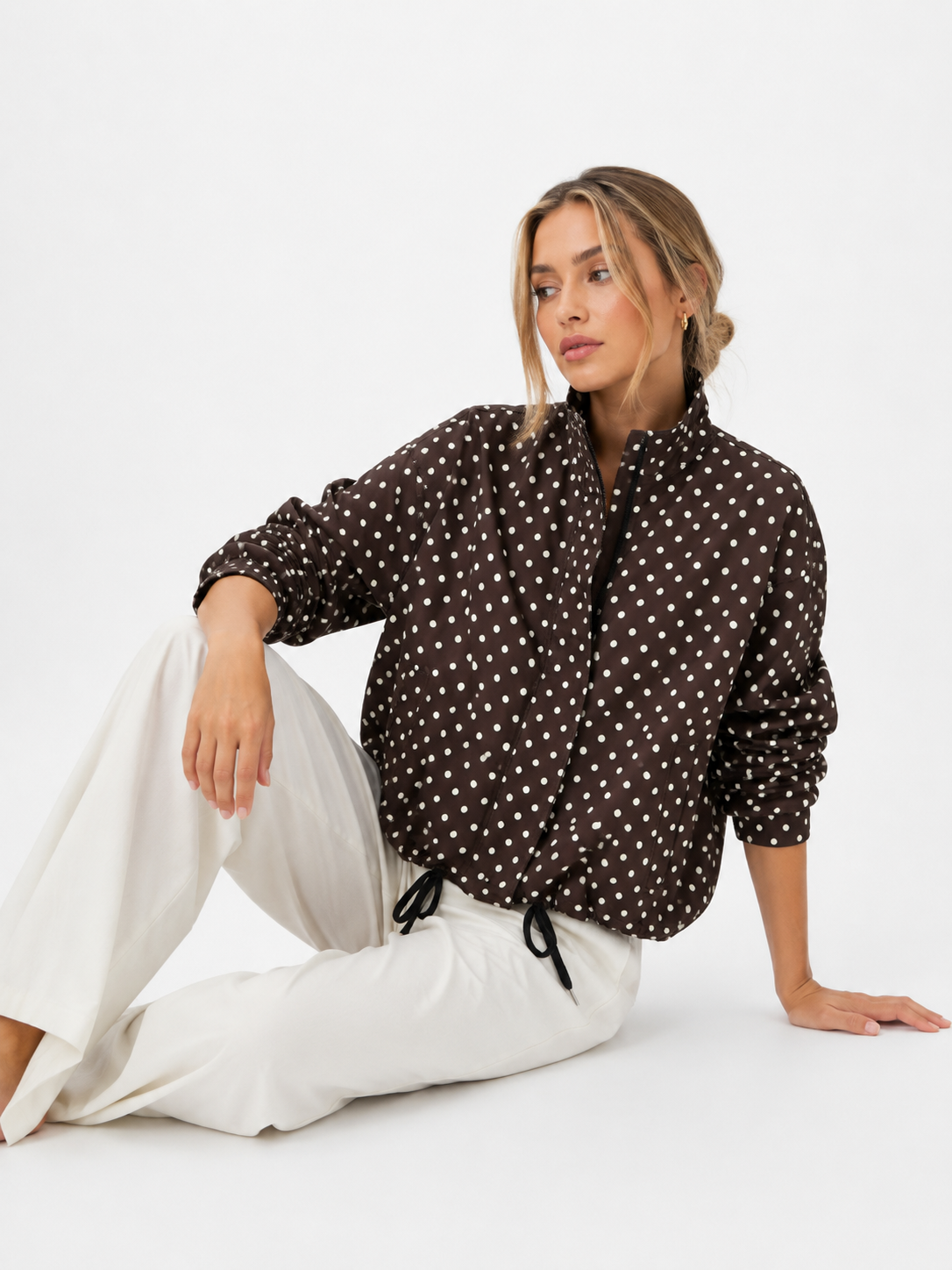 The Polka Dot Blouse with Drawstring Detail