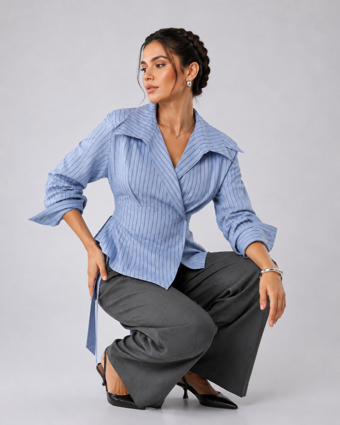 The Asymmetric Poplin Wrap Shirt