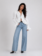 The Sculptural Ruffled Poplin Blouse