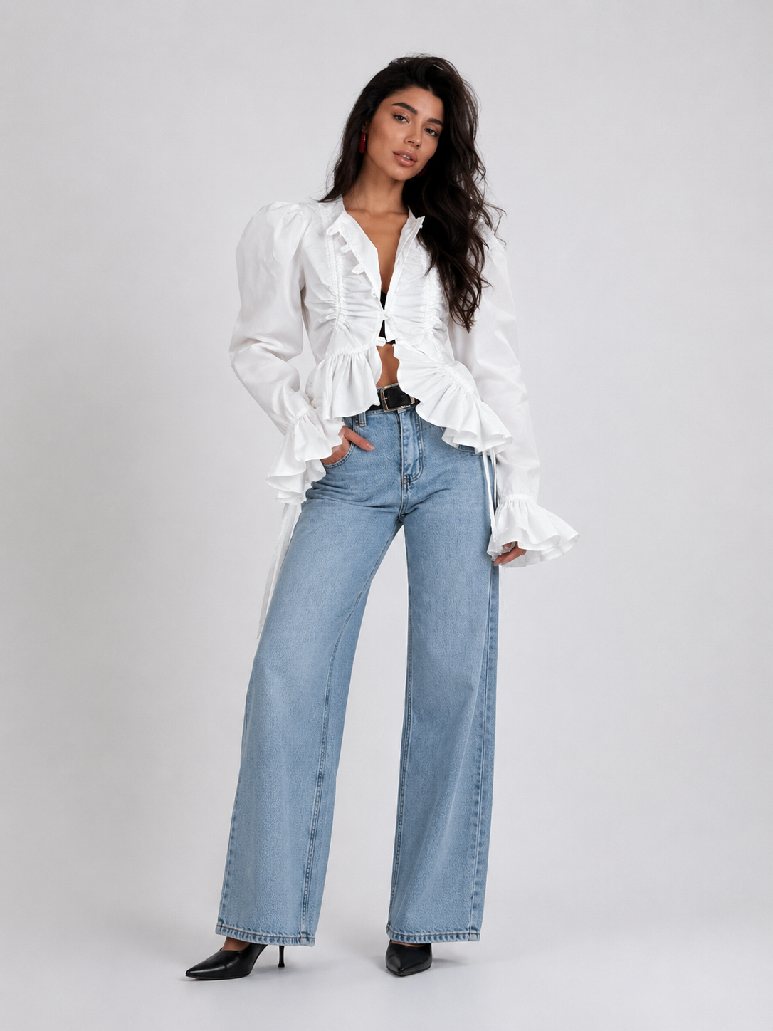 The Sculptural Ruffled Poplin Blouse