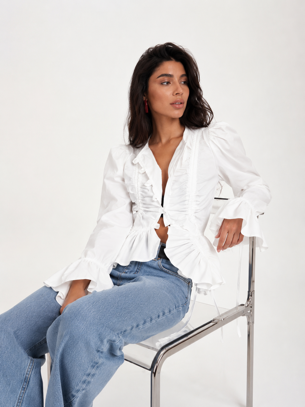 The Sculptural Ruffled Poplin Blouse