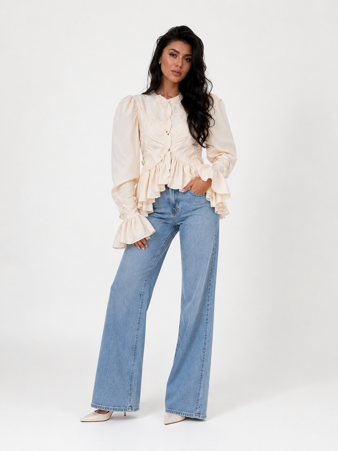 The Sculptural Ruffled Poplin Blouse