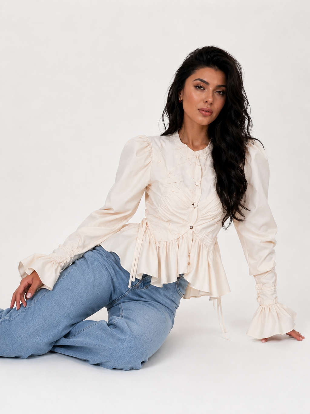 The Sculptural Ruffled Poplin Blouse