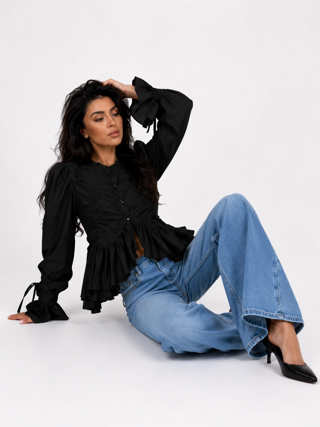 The Sculptural Ruffled Poplin Blouse