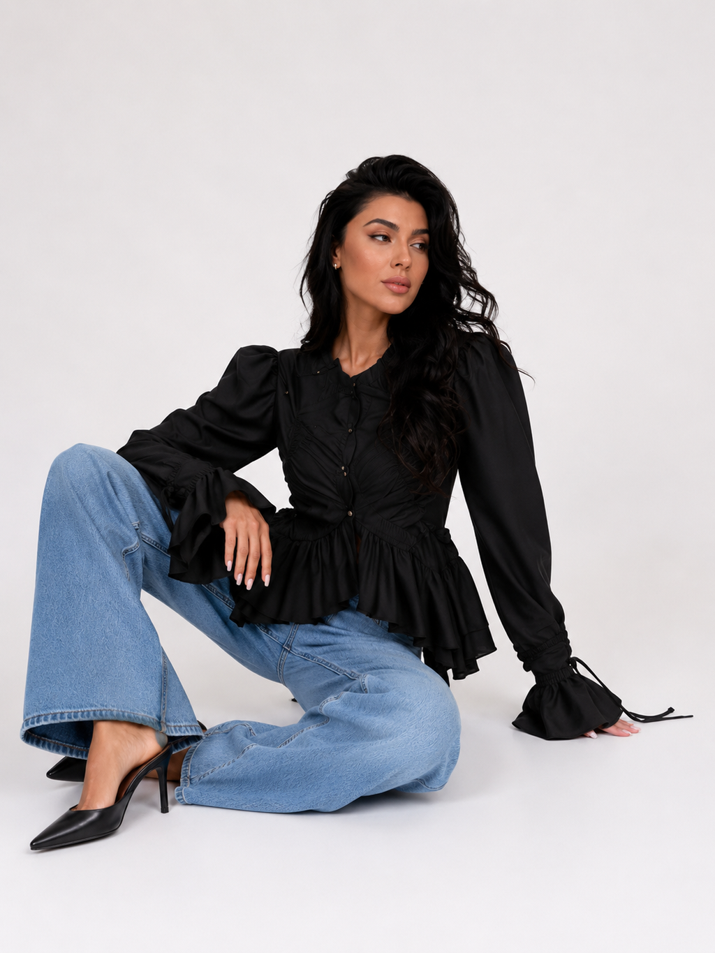 The Sculptural Ruffled Poplin Blouse