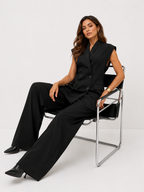 Tailored Double-Breasted Longline Waistcoat & Straight-Leg Trousers Co-ord