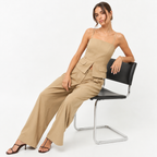 Strapless Button-Front Waistcoat & Wide-Leg Trousers Co-Ord Set