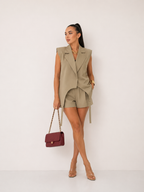 Sleeveless Tailored Waistcoat & High-Waisted Shorts Co-ord