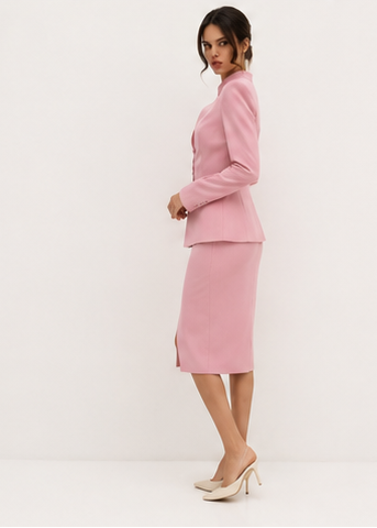 Pink Tailored Co-ord – Fitted Blazer & Midi Skirt with Front Split