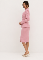Pink Tailored Co-ord – Fitted Blazer & Midi Skirt with Front Split