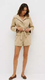 Tie-Front Collared Jacket & Tailored Shorts Co-Ord Set