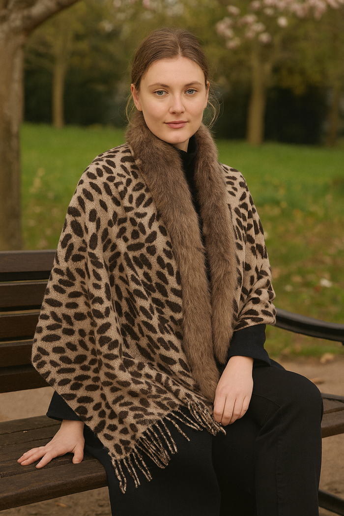 Wild Luxe Faux-Fur Trim Scarf