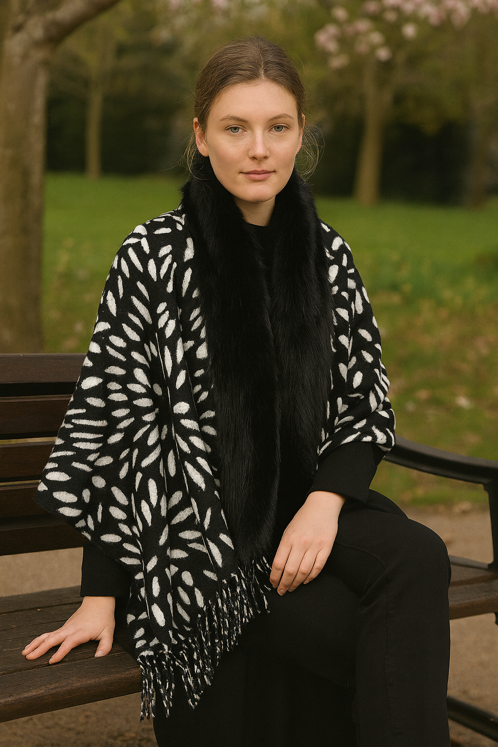 Wild Luxe Faux-Fur Trim Scarf