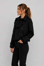 Cropped Double-Breasted Trench Jacket