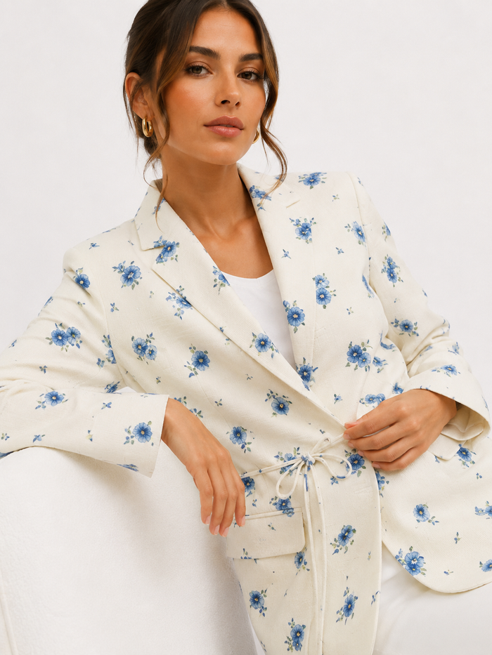 Belted Tailored Wrap Blazer