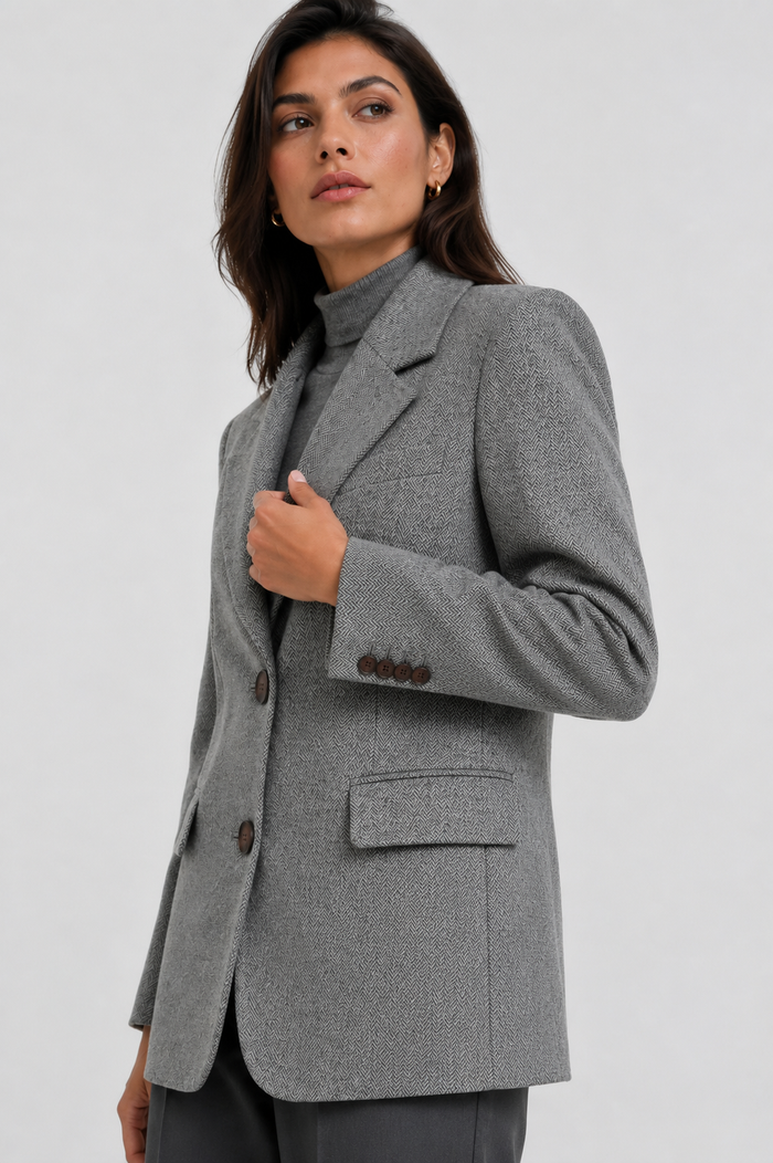 Grey Mélange Tailored Blazer
