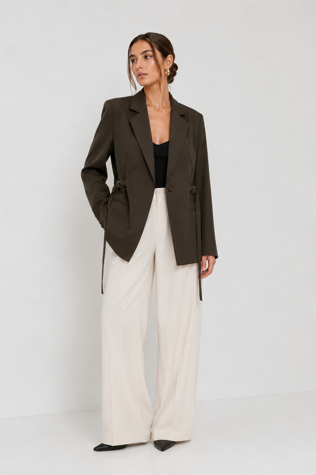 The Cinched-Side Tailored Blazer (Deep Olive)