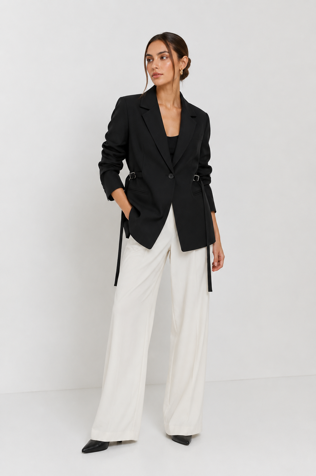 The Cinched-Side Tailored Blazer (Deep Olive)