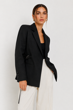 The Cinched-Side Tailored Blazer (Deep Olive)