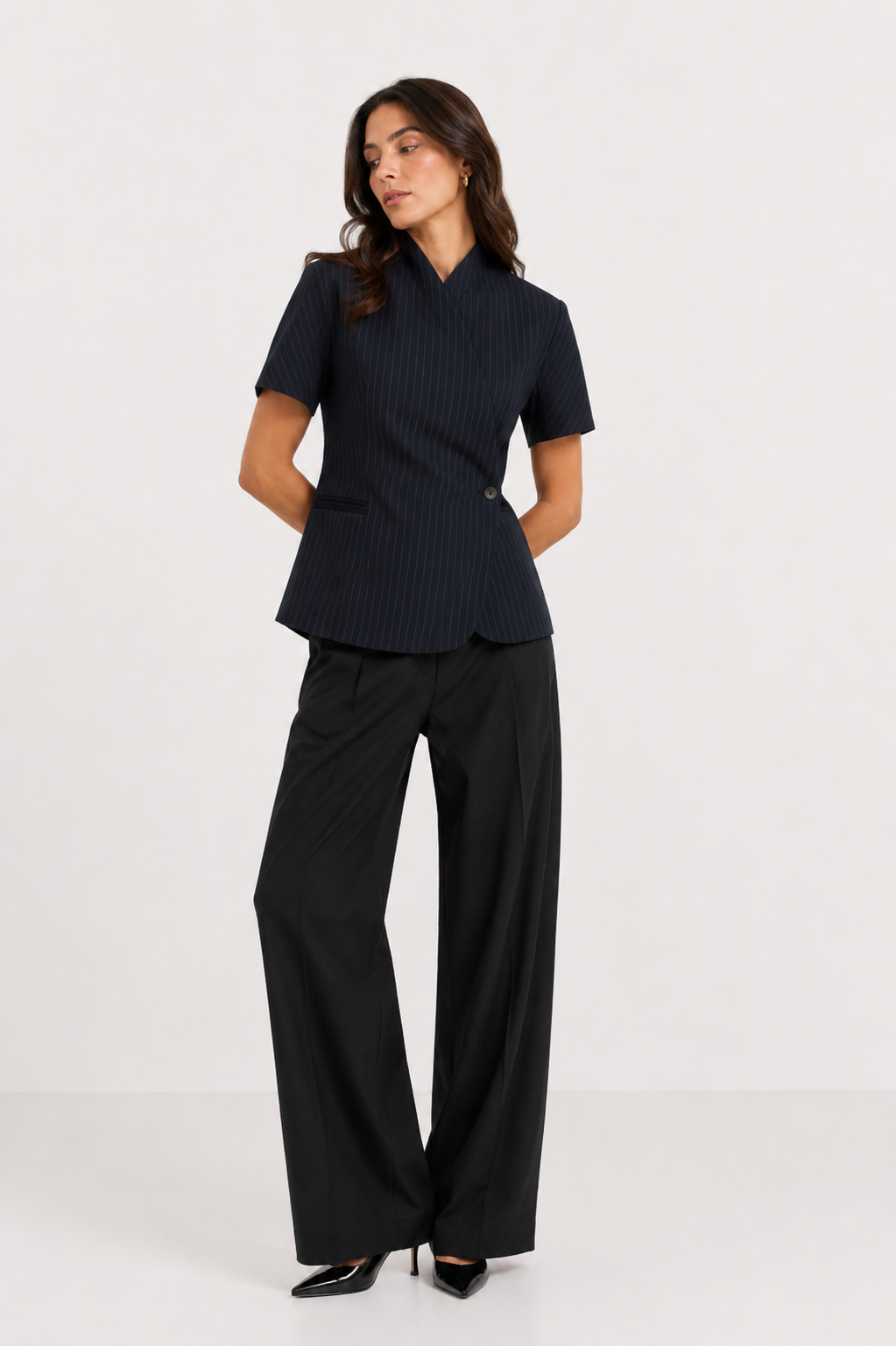 Tailored Wrap-Front Peplum Jacket