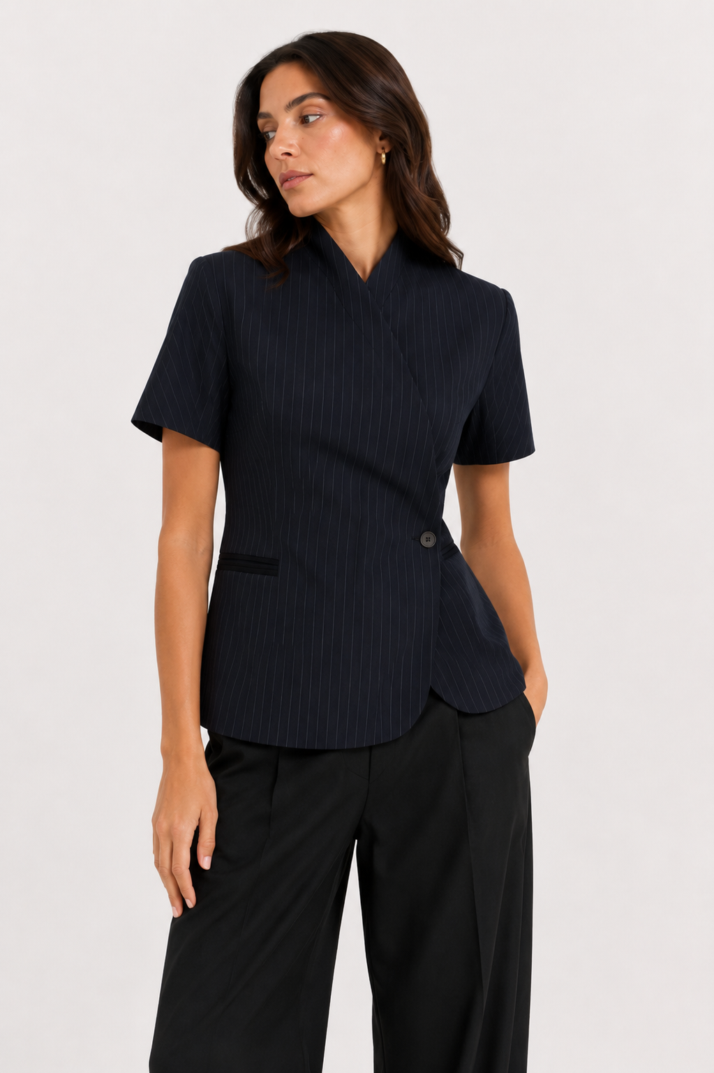 Tailored Wrap-Front Peplum Jacket