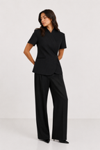 Tailored Wrap-Front Peplum Jacket