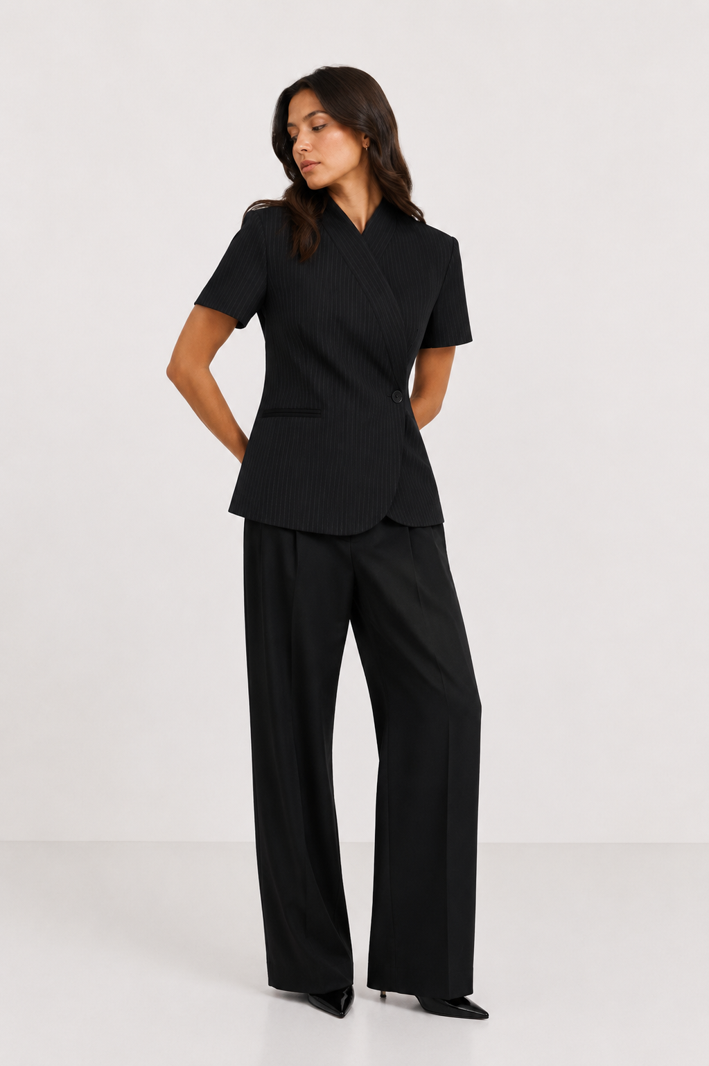 Tailored Wrap-Front Peplum Jacket