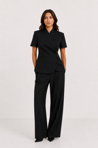 Tailored Wrap-Front Peplum Jacket